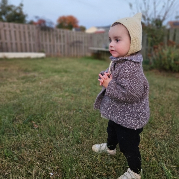 Chic Brown Knit Jacket W Magnetic Button Closure for Kids - Picture 8 of 9